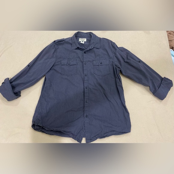 Gray PINSTRIPE Long Sleeve Black Charcoal Collared Button-Down Night Life Shirt - Picture 6 of 13